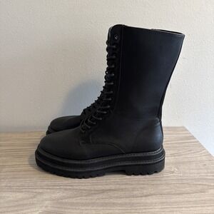 ASOS Design - Aliyah - Chunky Faux Leather Platform Chelsea Boots  - Black Sz 10